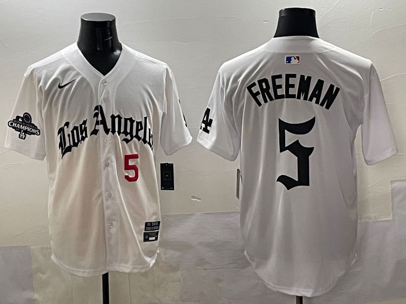 Men 2025 Los Angeles Dodgers #5 Freeman White Five generations Joint Name Nike MLB Jersey style 5184->chicago white sox->MLB Jersey
